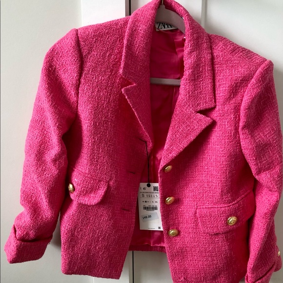 Zara buttoned textured weave blazer - Picture 2 of 7